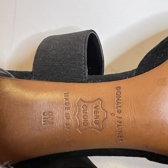 Donald J Pliner Prime Black Patent Leather & Suede Strappy Pointed Toe Pumps - Picture 9 of 9